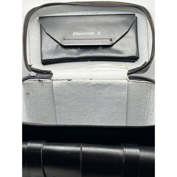 VTG Plainsman 2 Top Grain Cowhide Leather Black Hard Camera Tote BROKEN ZIPPER - Picture 7 of 9